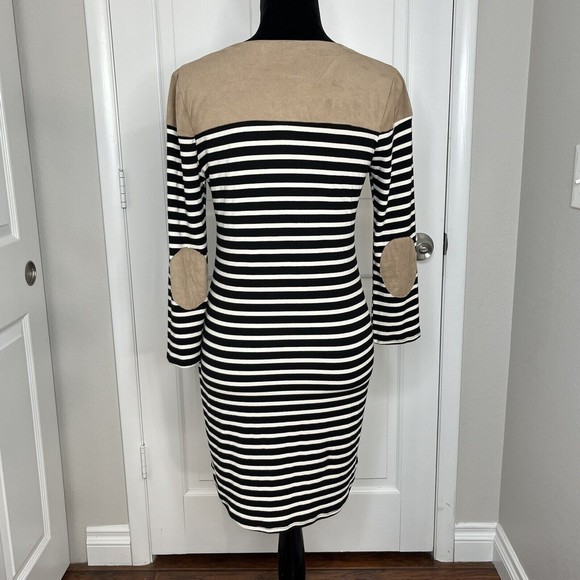 Shopia & Zeke Dress Womens Medium Stripped Faux Suede Elbow Patches Long Sleeve‎ - Picture 4 of 9